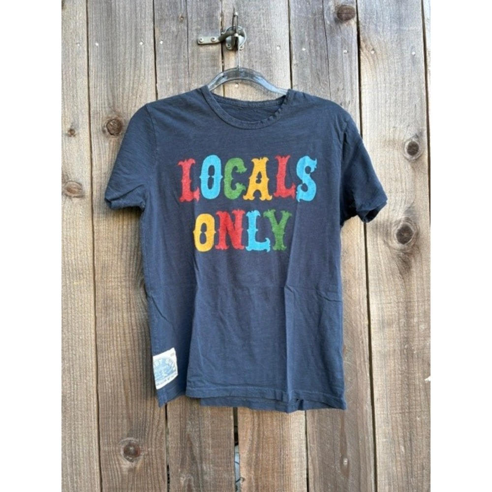 Sunset Surf California Locals Only Graphic T-Shirt Navy Blue Small Made in USA